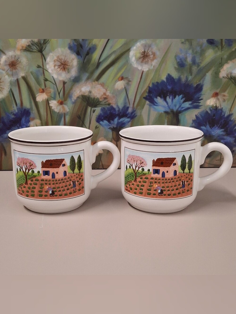 Pair of Villeroy & Boch Design Naif Farmhouse Coffee Espresso Cups - Luxembourg